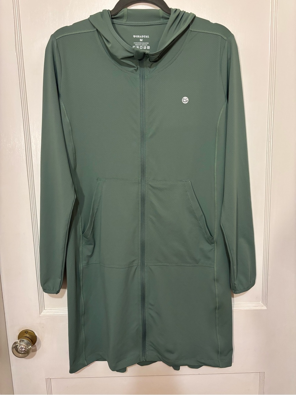Women’s Sage Green Long Sleeve Hooded Zip Dress
